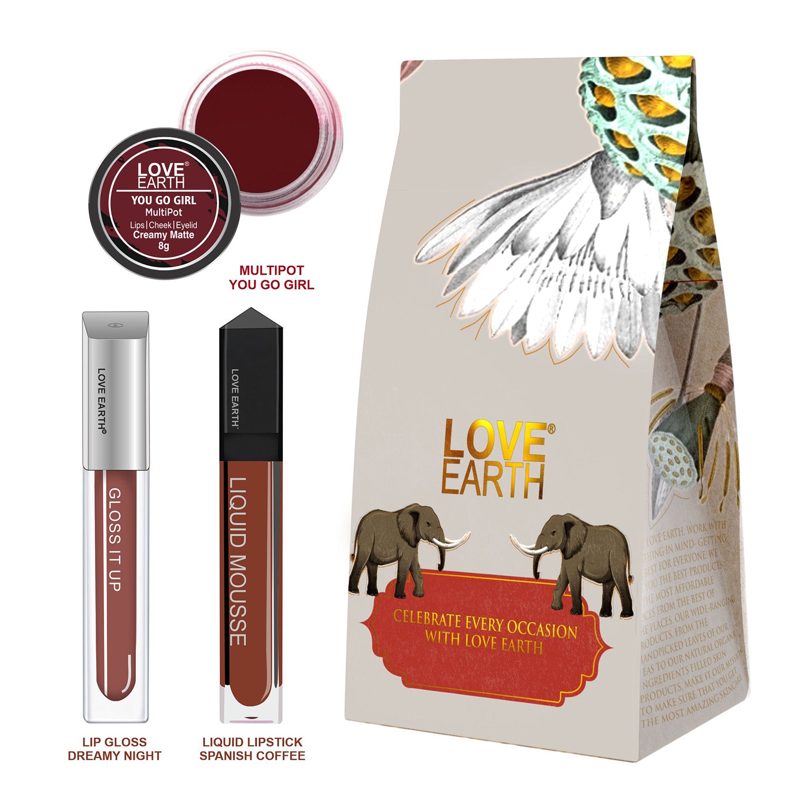 Lip And Cheek Tint You Go Girl, Liquid Lipstick Spanish Coffee & Lip Gloss Dreamy Night Gift Pack