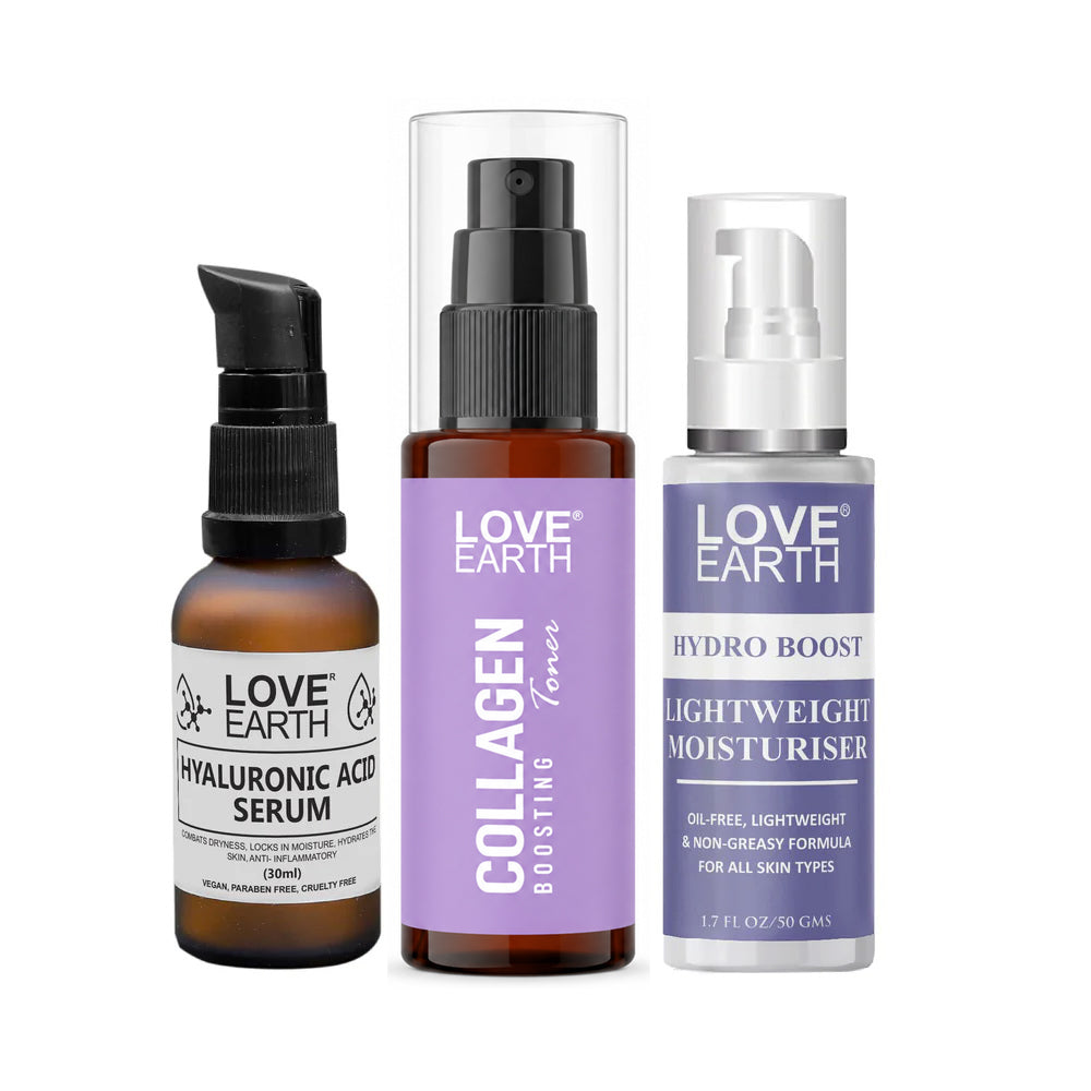 Collagen Toner, Hyaluronic Serum, Hydro Boost Moisturizer - Skincare