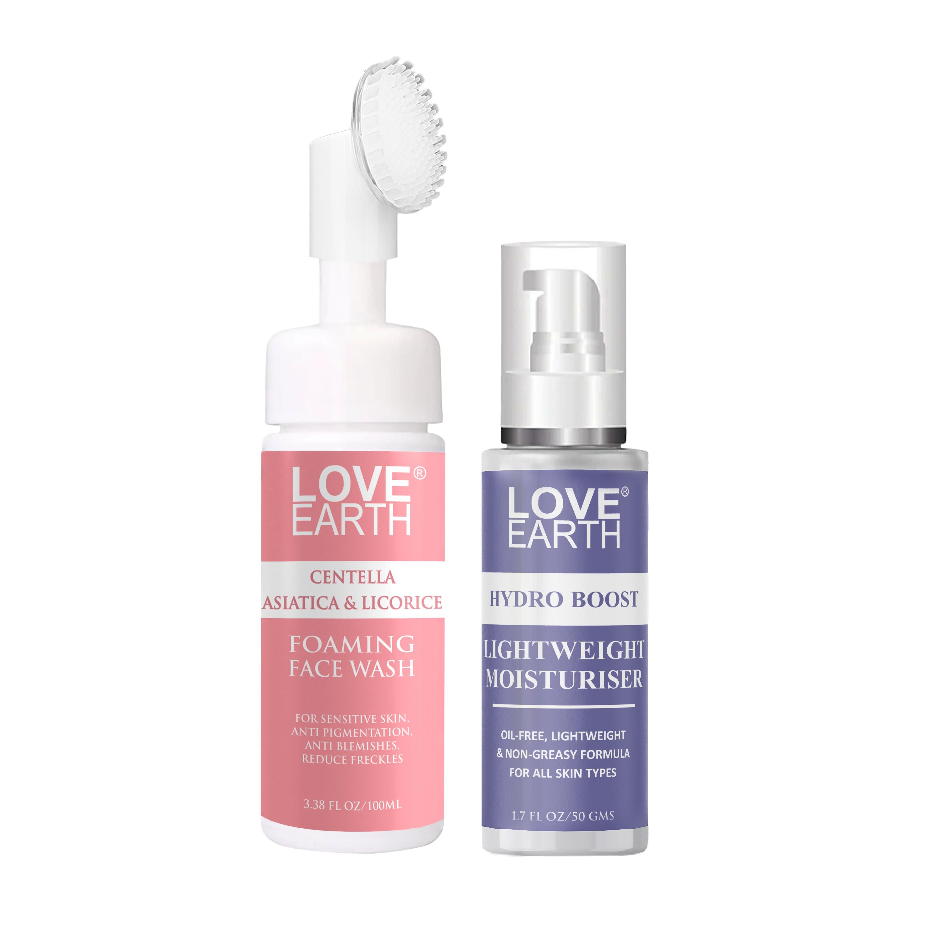 Centella Asiatica & Licorice Foaming Face Wash 100ml,Hydro  Boost Light Weight Moisturizer 50g