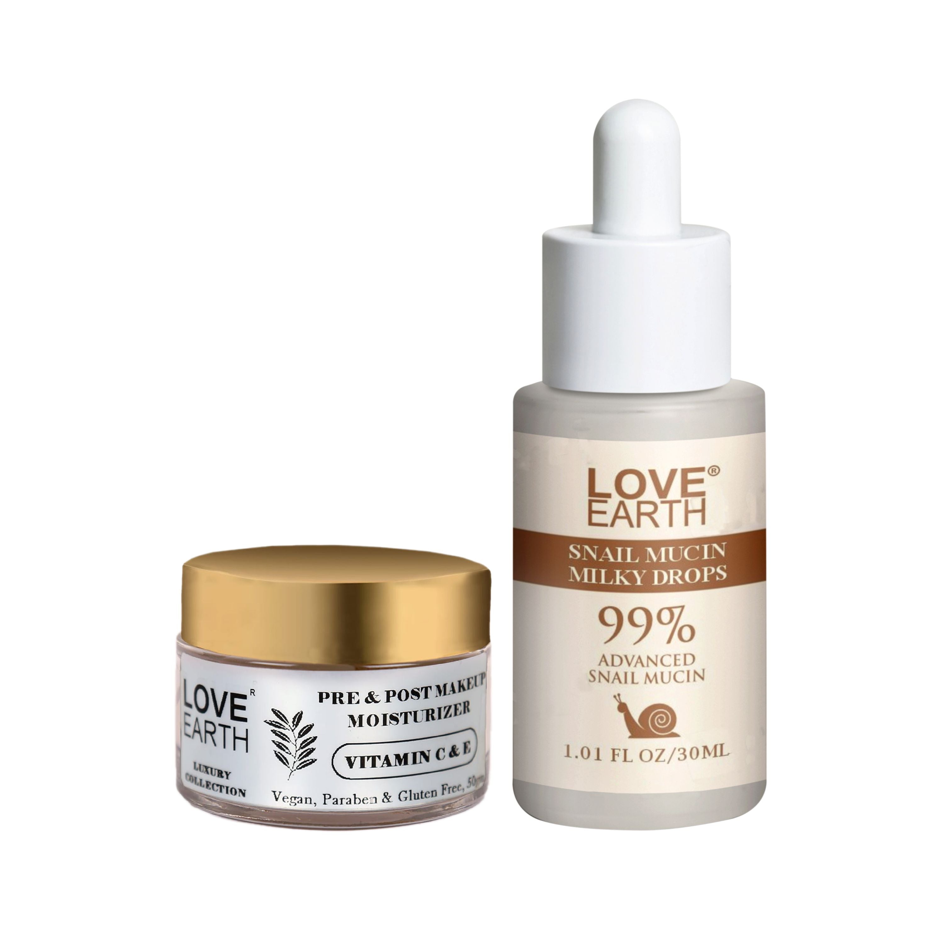 Pre & Post Makeup Face Moisturizer for Skin Hydration 50gm, Snail Mucin Milky Drops 30ml