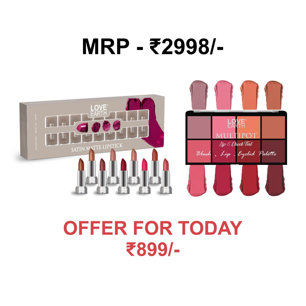 Satin Matte Lipstick - Pack Of 9 & Blush , Lips , Eyelid Palette